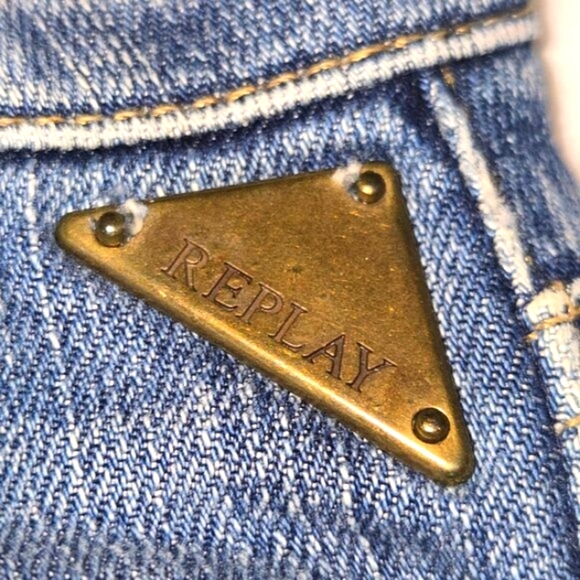 Replay Y2K Blue Rockxanne Jeans with Unique Pattern, Size 28/30, Made In Italy - Picture 11 of 16